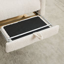 25.4'W Ivory Rocking Chair for Nursery, High Back Glider with Retractable Footrest, Boucle Upholstery, Rubber Wood Legs