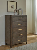 Radkin - Five Drawer Chest - Burnished Brown
