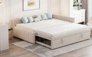 Full Size Upholstered L-Shaped Upholstered Daybed with Twin
Size Pop Up Trundle, Beige