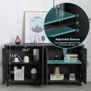Black 62 Inch Coffee Bar Cabinet Four Doors Storage