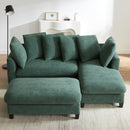 Upholstered Sectional Sofa with Movable Ottoman and Storage in Green Chenille, 83 Inch