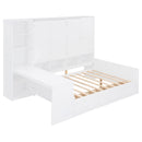 Full Size Wooden Daybed With Three Drawers, and All-in-One Cabinet, Desk and Shelves, White