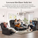 Grey Leather Reclining Loveseat Set With Console And Chairs