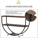 Rustic Industrial Design Demilune Shape Textured Metal Distressed Wood Console Table (Dark Brown)