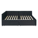 Full Size Upholstered Tufted Bed Frame with Two Drawers, Sofa Bed Frame with Comfortable Backrest and Armrests, Velvet, Black(79.5''x58''x25'')