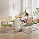 Green Handwoven Cane Dining Chairs Set Of 2 Chrome Base