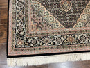 Sino Persian Rug 4x6, Fine Hand Knotted Carpet, Black, Wool, Vintage Rug 4 x 6, Herati Mahi, 300 KPSI