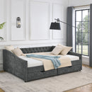 Upholstered Tufted Daybed With 2 Drawers, Waved Arms