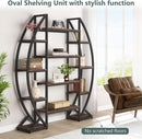 Oval 55 Inch Brown Industrial Display Etagere Bookcase