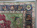 Persian Tabriz Rug 7x10, Red Blue and Green Rug, Allover Floral Medallion Rug, Hand Knotted Rug, Antique Rug 7 x 10 Vintage Wool Oriental Carpet