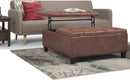 Distressed Umber 36 Inch Storage Ottoman Vegan Faux Leather