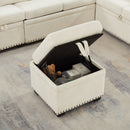 97 Inch L-Shaped Corner Sectional Sofa Couch with Seat and Storage Ottoman,Chenille Fabric Corner Couch with 7 Seats & 2 Pillows for Living Room, Beige