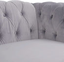 Three Piece Living Room Sofa Set Grey Velvet Chesterfield Sofa Club Chair Loveseat Nailhead Trim