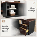 78 Inch L Shaped Executive Desk Walnut Black For Home Office