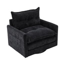 UNITED WE WIN Swivel Barrel Chair - Mid Century Modern Chair, Thick Padded Arm Chair with Solid Metal Base, Comfortable Single Sofa Chair, Swivel Accent Chair for Living Room Bedroom