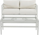 2 Piece Outdoor Coffee Table And Loveseat Set Gray Frame Creme Cushions