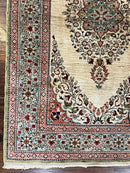 Silk Turkish Kayseri Rug 2x3, Very Finely Hand Knotted, Semi Open Field, Vintage, Silk Pile on Silk Foundation, 300 KPSI