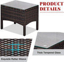 Red 3 Piece Outdoor Patio Furniture Set With Wicker Chairs And Glass Top Coffee Table