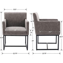 Set Of 4 Grey Upholstered Armchairs With Linen Fabric