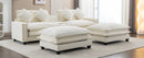 Chenille Upholstered Sectional Sofa with Removable Ottoman, USB Ports, Cup Holders, and Storage, Beige, 111'