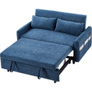 55.1' Pull Out Sleep Sofa Bed Loveseats Sofa Couch with Adjsutable Backrest, Storage Pockets, 2 Soft Pillows, USB Ports for Living Room, Bedroom, Apartment, Office, Blue (Old SKU: WF315689AAC)