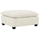 Comfy Cloud Couch Sectional  4 Seat Sofa with 2 Ottoman, Chenille Sofa Sleeper Deep Seat Sofa with Throw Pillows for Living Room(Beige White)