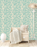 Green Floral Contour Wallpaper