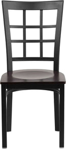 Black Window Back Metal Dining Chair With Walnut Wood Seat