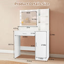 Vanity Desk with Mirror and Adjustable LED Lights, 3 Lighting Modes, Drawer and Storage Cabinet, White MDF