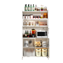 73'' Tall Kitchen Pantry Cabinet , 6 Level Flip Door with Pegboard Metal Pantry Storage Cabinet, Anti-Tip Design Hutch for Kitchen, Dining Room, Living Room (White)