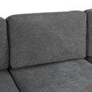 111' Upholstered 3-seater Sofa Curved Sofa Couch with Two Printed Pillows for Living Room, Dark Gray
