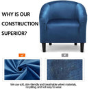 Pagoda Blue Velvet Club Chair With Curved Armrests