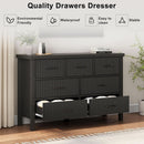 Fluted Contemporary White Dresser With Black Handles