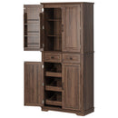 K&K 71' Tall Kitchen Pantry Cabinet with 3 Pull Out Cabinet Organizers, Farmhouse Embossed Texture Storage Cabinet with 6 Door Shelves, 2 Drawers, Freestanding Cupboard for Kitchen, Dining Room Brown