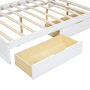 White Wooden Full Size L-shaped Daybed with Storage Bookcase, Upholstered Headboard, USB Charging Ports