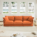 Slipcovered Sofa Couch, Modern 3 Seater Sofa with Suppleness Armrests, Chenille Fleece Deep Seat Sofa with Soft Multiple Big Pillows, Comfy Couch for Living Room, Apartment,Chenille Fabric, Orange