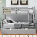 Grey Trundle Bunk Bed Twin Over Full With Guardrail