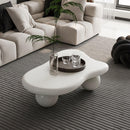 40 Inch Cloud Shaped Coffee Table with 3 Ball Legs for Living Room, Cream White