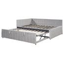Full Size Upholstered L-Shaped Upholstered Daybed with Twin
Size Pop Up Trundle and USB ports, Gray