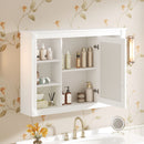 Wall Mounted Bathroom Storage Cabinet With Mirror, Medicine Cabinet With 6 Open Shelves And Adjustable Interior - White