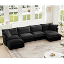 Slipcovered U Shape Sectional Wide and Deep Seat Sofa Couch, 4 Seater Sofa with French Edges Design Multiple Big Pillows, Soft Deep Seat Comfy Cloud Couch for Living Room, Apartment, Chenille Fabric