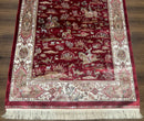 Turkish Silk Hunting Design Rug 4x6, Dark Red & Ivory, Bamboo Silk, New
