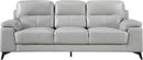 89 Inch Leather Sofa Silver Gray With Metal Legs Wood Frame