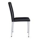 A Set of 2 Black PU Backrest Chairs with Silver Metal Legs: They Are Ideally Suited for Minimalist and Contemporary Home Styles, With Dimensions of 16.2*18.5*34.6 inches
