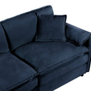 Oversized Deep Seat Sectional Cloud Sofa Sleeper with 3 Ottomans & Soft Pillows, Modular Couch Bed, Blue Chenille, 109.45 Inches