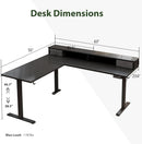 L Shaped Electric Standing Desk 63 Inch 2 Drawers Black