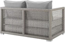 Modern Gray Wicker Rattan Loveseat for Outdoor Spaces