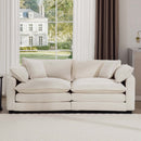 Modern Fabric Living Room Sofa 2 Seater with 4 Pillows, Upholstered Deep Seating Loveseat, Light Beige Corduroy
