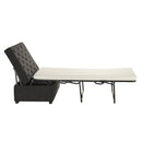 Convertible Ottoman Sleeper with Memory Mattress and Tufted Design, Folding Sofa Bed, Dark Gray Linen, 49.6 Inches