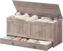 SolidWoodFinish Storage Bench Greige 43Inch Drawer